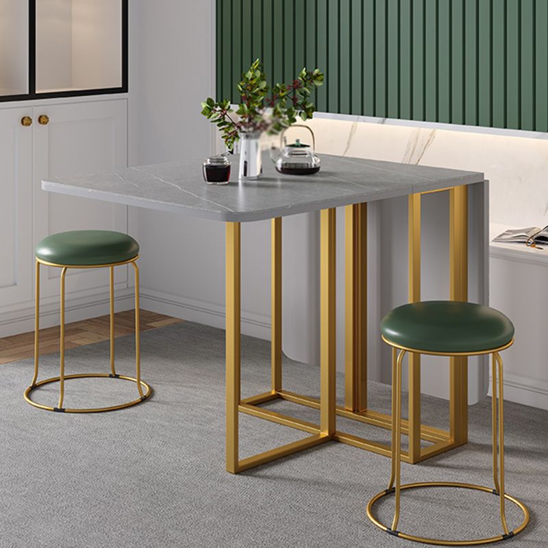 59"H Modern Sintered Stone Table Foldable Rectangle Table with Trestle Base