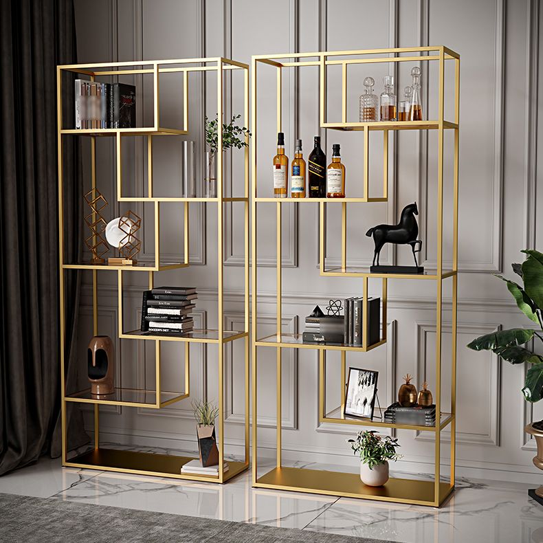 Libreria etagere industriale aperta verticale telaio di ferro invalido scaffale in vetro