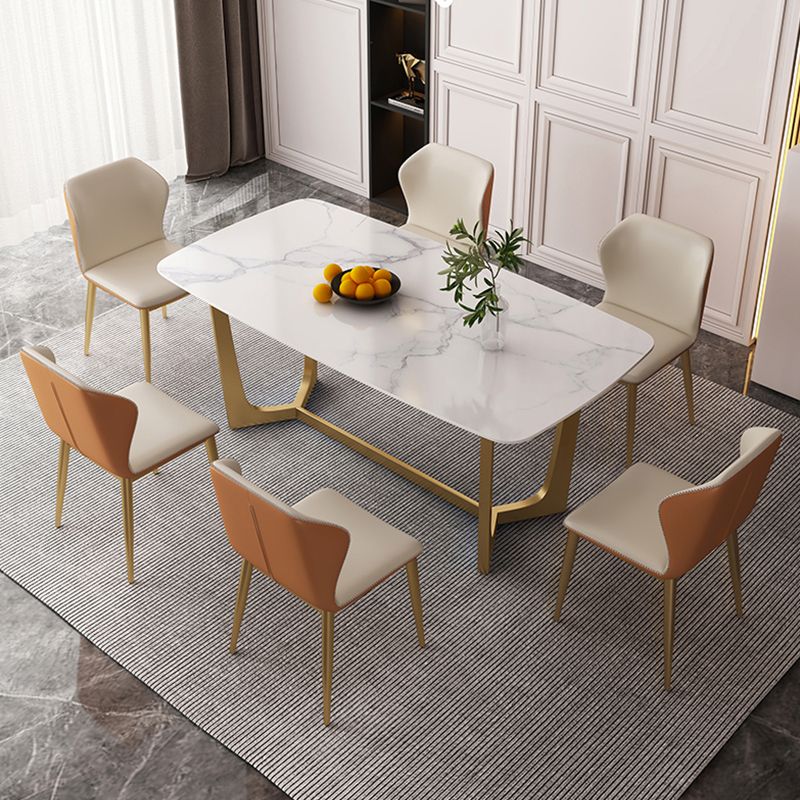 Glam Dining Set 1/4/6 Pcs Gold Stainless Steel Frame Dining Table and Chairs