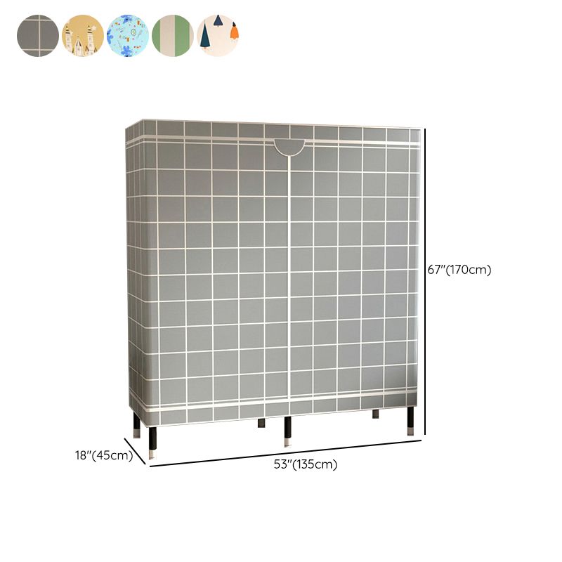 Contemporary Wardrobe Cabinet with Shelves Steel Wardrobe Armoire