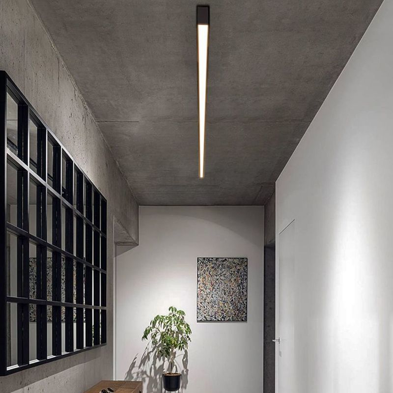 Metal Linear Flush Mount Fixture Modern Flush Light Fixture in Black