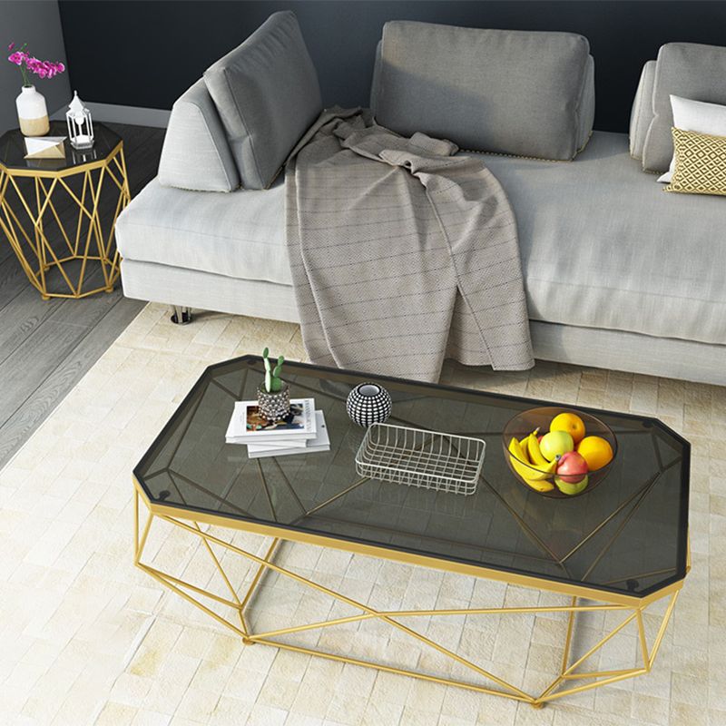 Contemporary Cocktail Table Glass Top Rectangular Single Coffee Table