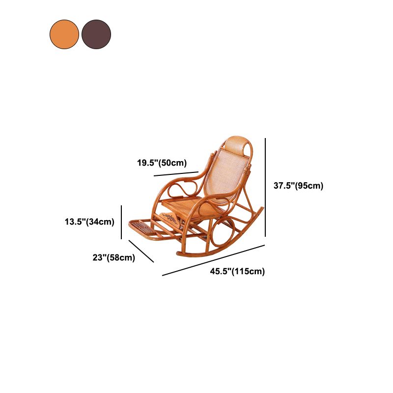 22.8" x 45.3" x 37.4" Rocking Chair Brown Rattan Rocker Chair for Living Room