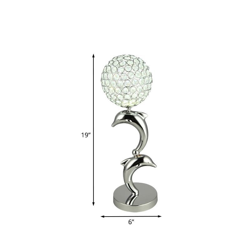 Crystal Chrome Table Light Dolphin and Globe LED simple table de chevet pour salle d'étude