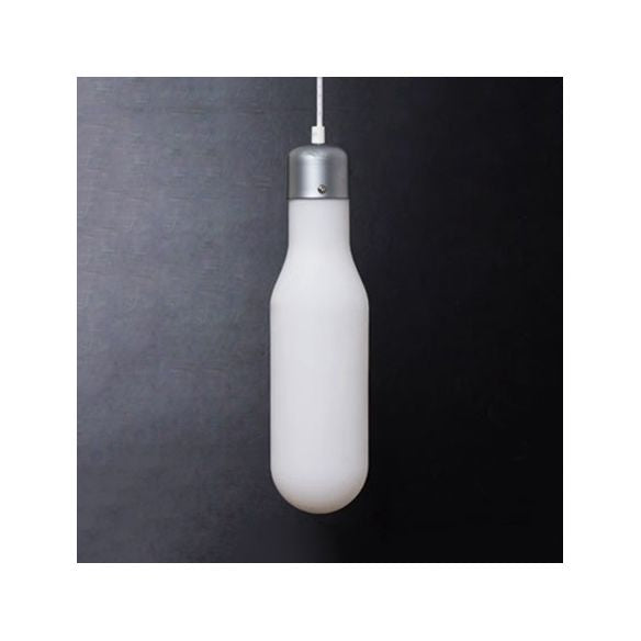 Moderna Ligera de lámpara de luz 1 con sombra de vidrio blanco Bola de plata/cono/lámpara colgante en forma de píldora