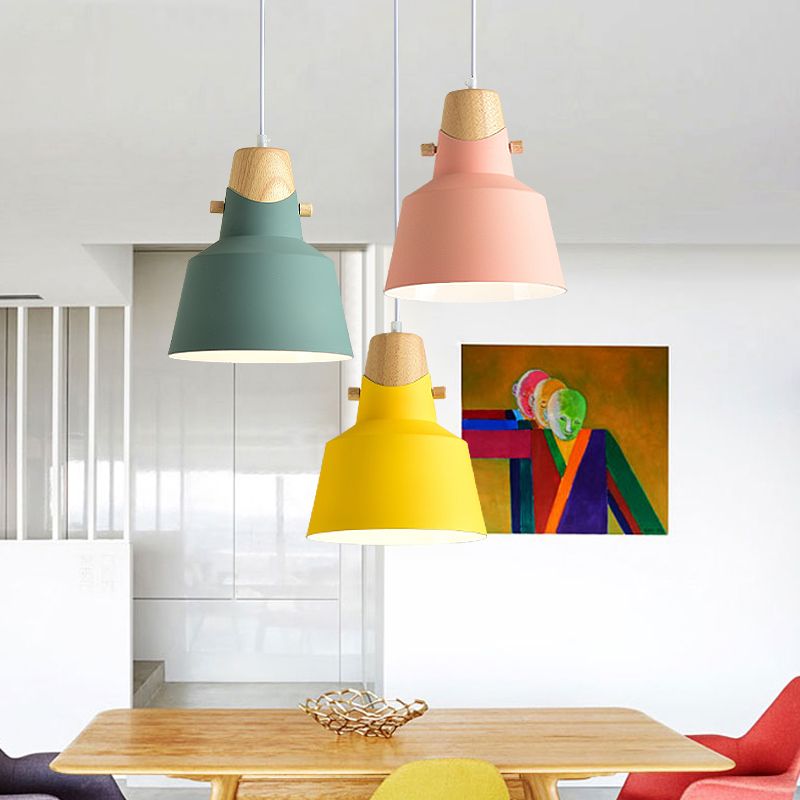 Bell / Dome Plafond Pendant Light Modernisme Métal 1 Lumière 8,5 "/ 14" Dia rose / jaune / Green Lampe suspendue
