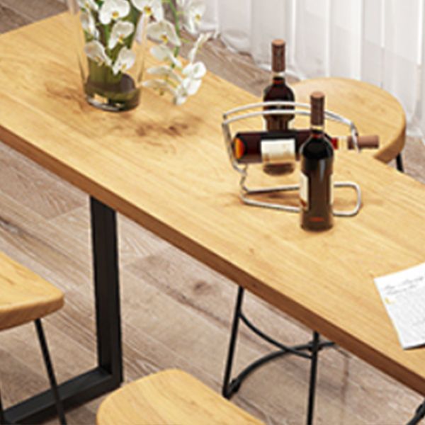 Modern 1/4/5 Pieces Bar Table Set Rectangle Wood Counter Table with High Stools for Cafe