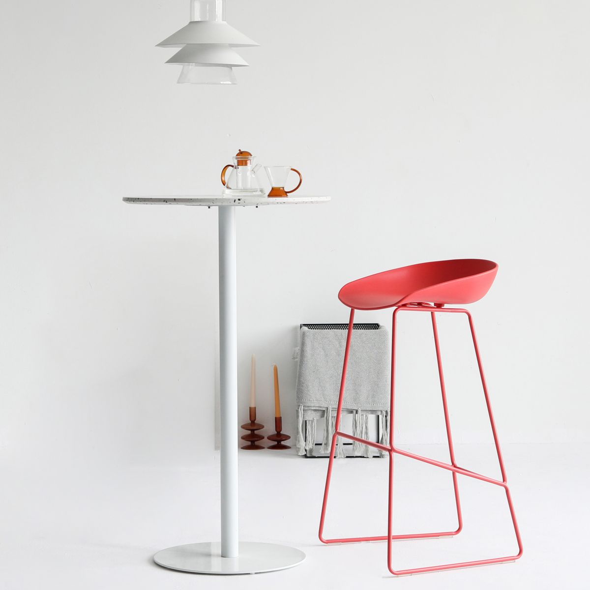 Plastic Bucket Seat Bar Stools Scandinavian Bristol Stool with Iron Base