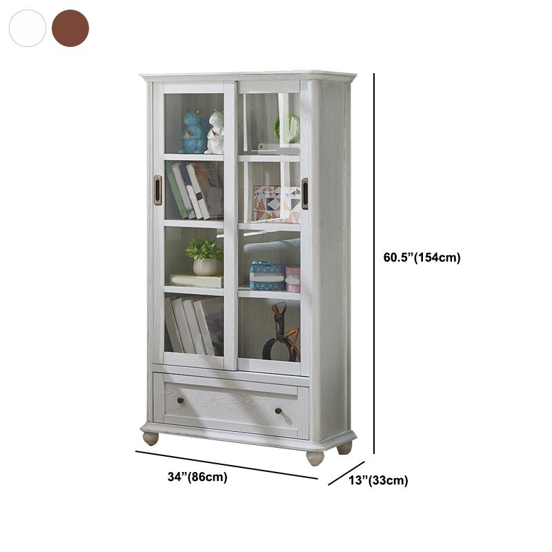 Glam Closed Back Standard Wood Shelf Bookcase for Living Room