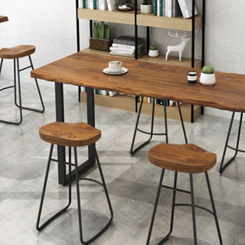 Industrial Style Rectangle Bar Table Solid Wood Bistro Bar Desk with Sled Base