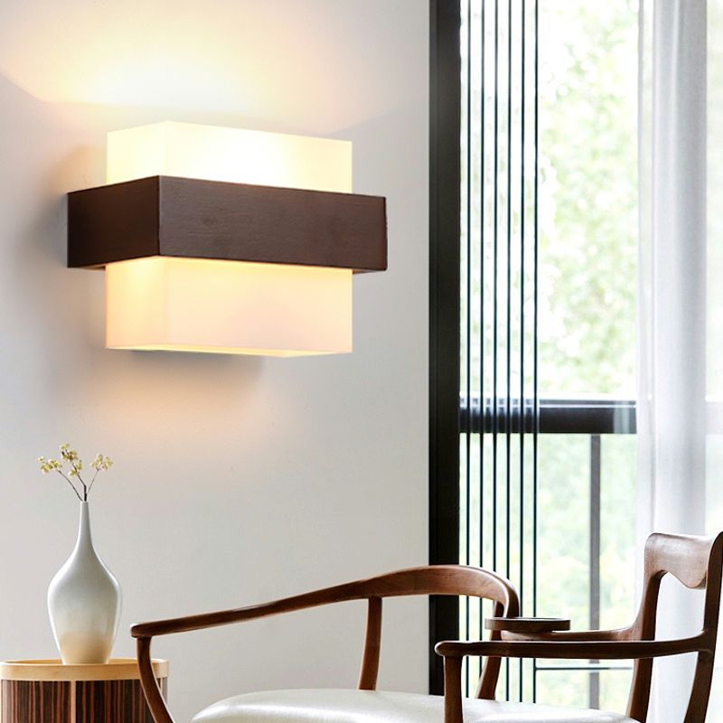 Nordic Wall Mount Lamp Modern Style Wooden Wall Sconce Light for Living Room