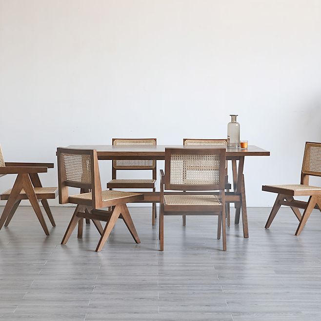 Rectangle Pine Wood Table with Trestle Base Modern Dining Table for Restaurant