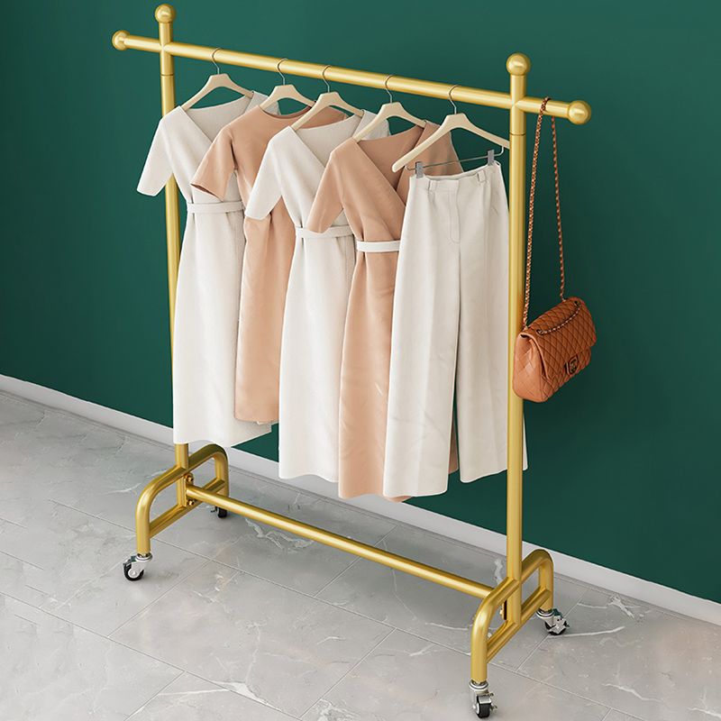 Glam Coat Rack Metal Framed Hanging Rail and Hooks Hall Stand with Castors