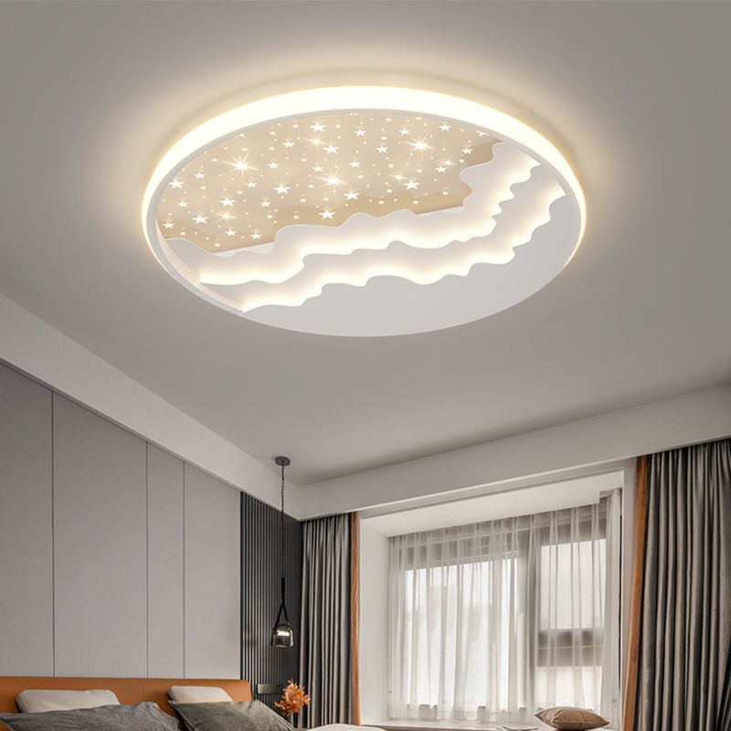 Luminaire de plafond encastré de style moderne à 1 ampoule à abat-jour rond en blanc