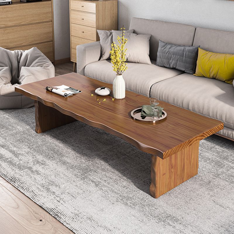 Solid Wood Coffee Table Rectangle Dark Brown Sled Coffee Table