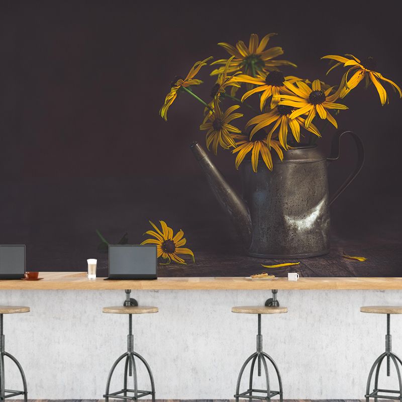 Minimalistische Blumen-Tapete, abnehmbar, schmutzabweisendes Dekor in mehreren Farben