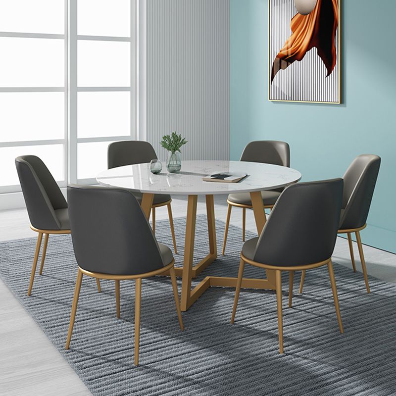 1/4/5/7 Pcs Metal Glam Dining Room Set with Round Table and Chairs Dining Set