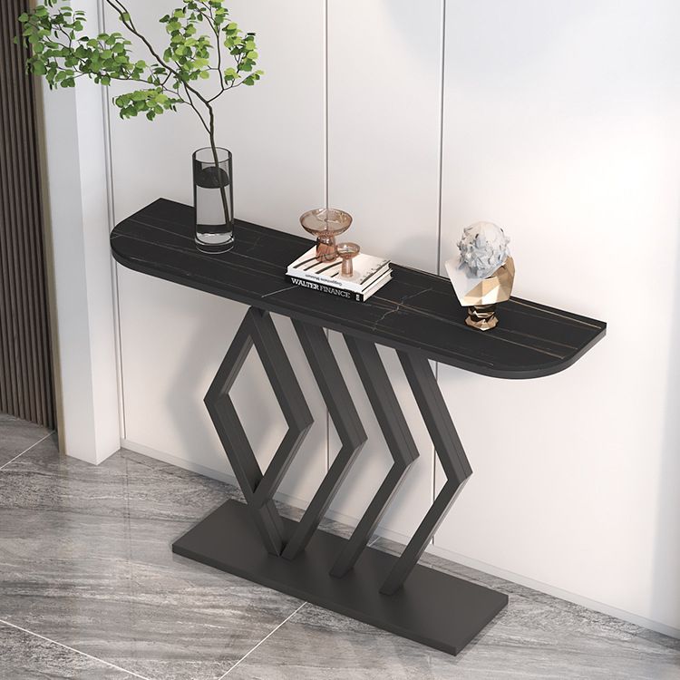 11" Wide Stone Contemporary Console Table Half Moon Console Sofa Table