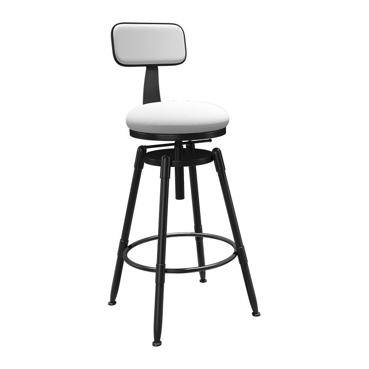Rotatable Upholstered Counter Stool Industrial Metal Footrest Bar Chair