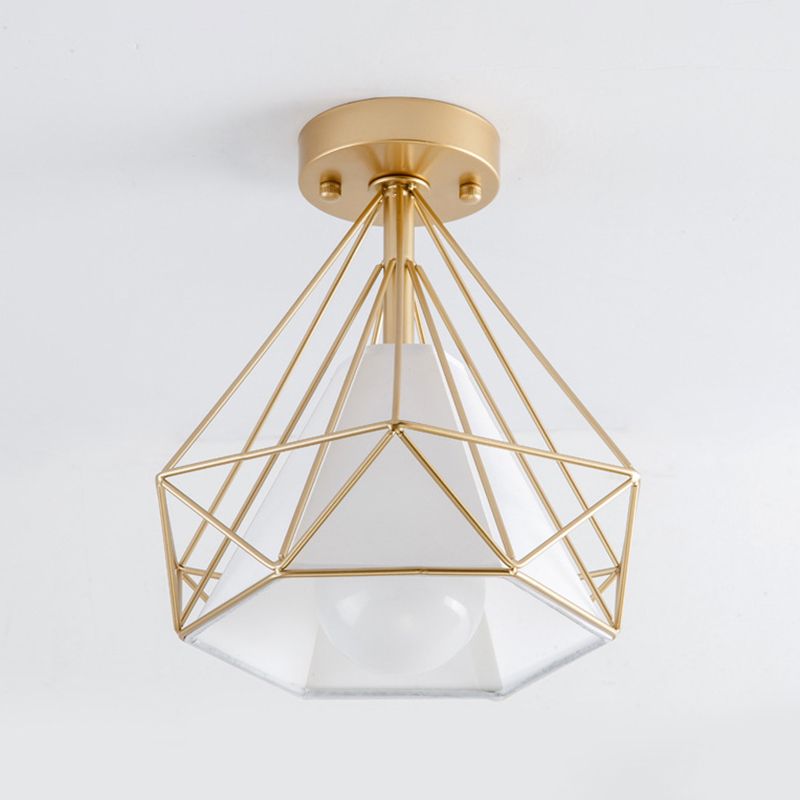 Modernism Single Black/Golden Flush Mount Lighting Metallic Ceiling Light for Foyer