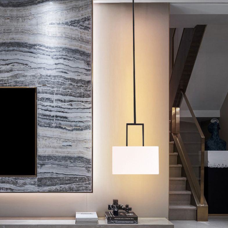 Tambor de tono blanco lámpara colgante de colgantes moderno 1 luz de techo colgante de luz para dormitorio