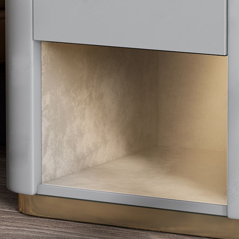 Contemporary Stone Top 1-Drawer, 1 Shelf Nightstand 21.65" Tall Nightstand