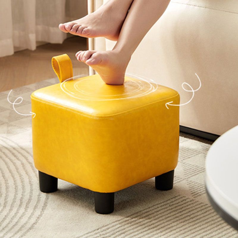Solid Color Leather Standard Stool Modern Style Simple Household Square Footstool