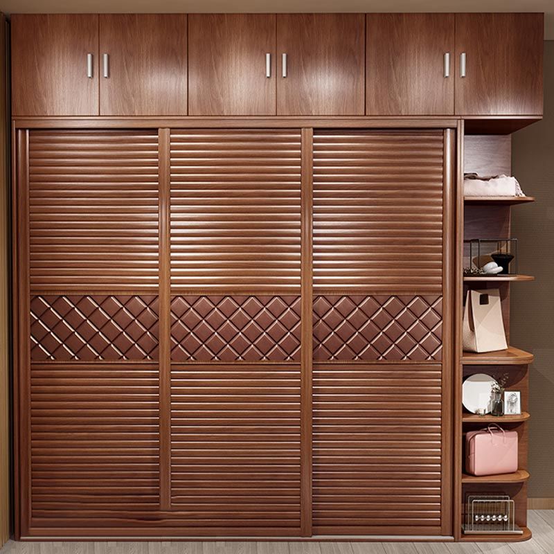 Bedroom Wardrobe Storage Cabinet Artificial Wood Modern - Armoire with Shelves