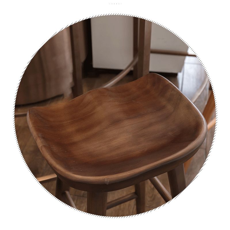 Industrial Armless Backless Counter Stool Wood Bar Stool with Pedal for Cafe