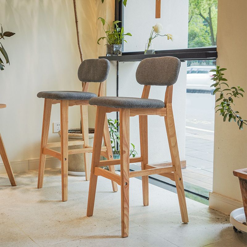 Rubberwood Modern Low Back Stool Matte Finish Upholstered Bar Stools