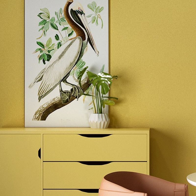 Modern Solid Removable Wallpaper for Snack Bar 19.4-sq ft Wall Decor in Yellow, Peel and Stick