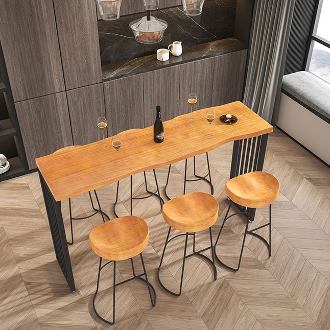 Industrial Rectangle Solid Wood Bar Table Set 1/2/3/4/5/7 Pieces Counter Table with Stools