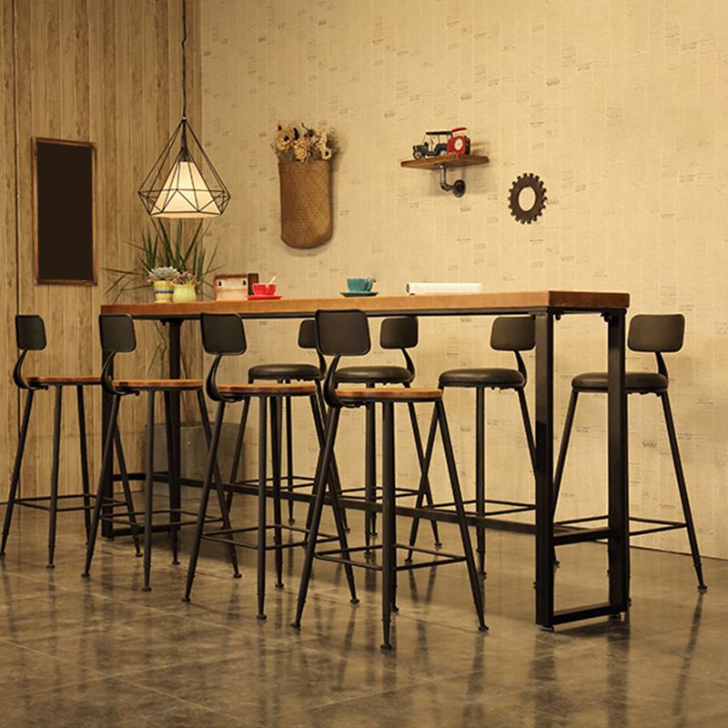 Industrial Bar Height Table Solid Wood Top Bistro Table with Metal Base