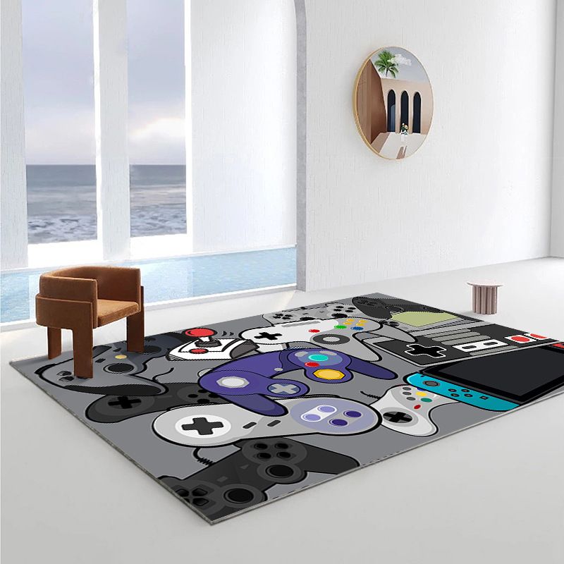 Modern Gamepad Printed Carpet Polyester Rug Washable Indoor Carpet for Home Decoration
