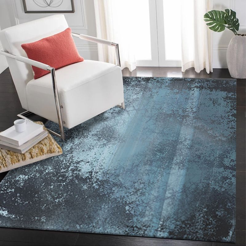 Blue Modern Rug Polyester Graphic Rug Non-Slip Backing Rug for Home Decoration