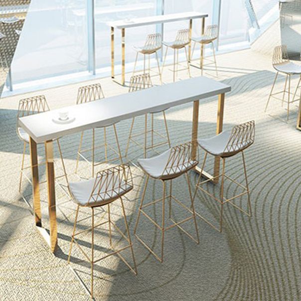 Glam Wood Bar Height Table with Rectangle Table Top Sled Table - 41.3" H