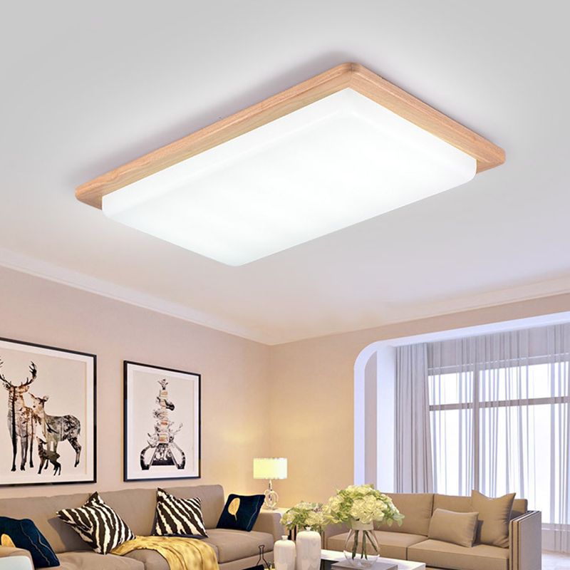 Wood 1-Light Flush Mount Ceiling Lamps Modern Style Geometric Flush Mount Light