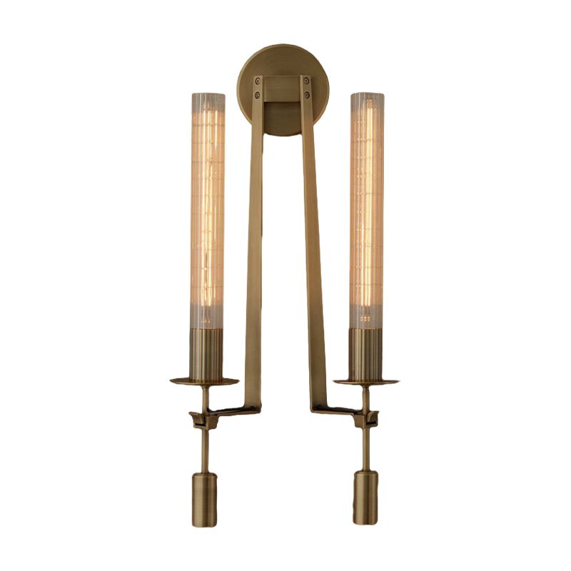 Tube Bathroom Wall Mount Light Minimalist Metal 1/2-Head Brass/Black/Chrome Sconce Lighting Fixture