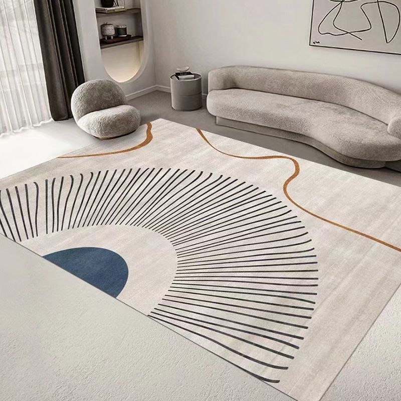 Tapis de motif abstrait rose Polyester moderne tapis lavable pour le salon