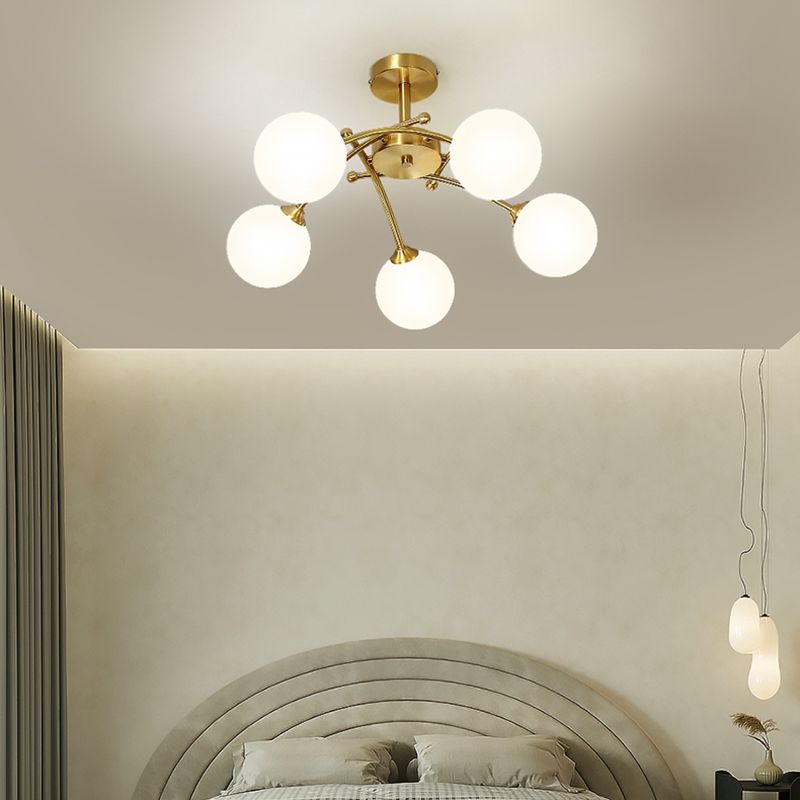 Nordic Style Copper Ceiling Light Ball Shape Ceiling Lamp for Bedroom
