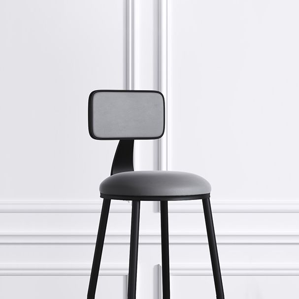 Modern Backrest Armless Counter Stool Iron Cafe Bar Stool with Leather Cushion