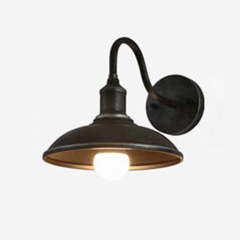 Antique Schwanenhalsstamm Wandleuchter Metall 1-Licht-Wandmontage in schwarzem und gealtertem Messing