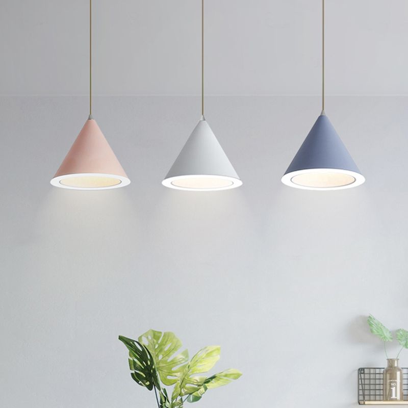 Cone Nordic Modern Pendant Light Metal 1-Light Down Lighting for Dining Room