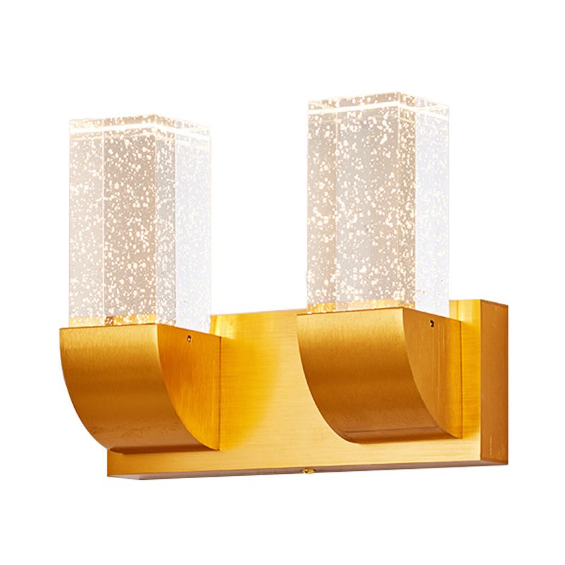 Minimalismo Lámpara de montaje de pared rectangular 2/3 Bulbos Burbujas de cristal LED LEACHE EN ORO