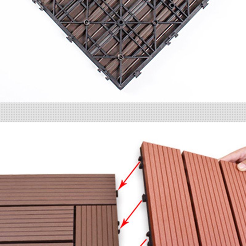 12" X 12" 4-Slat Square Deck/Patio Flooring Tiles Snapping Installation Floor Board Tiles