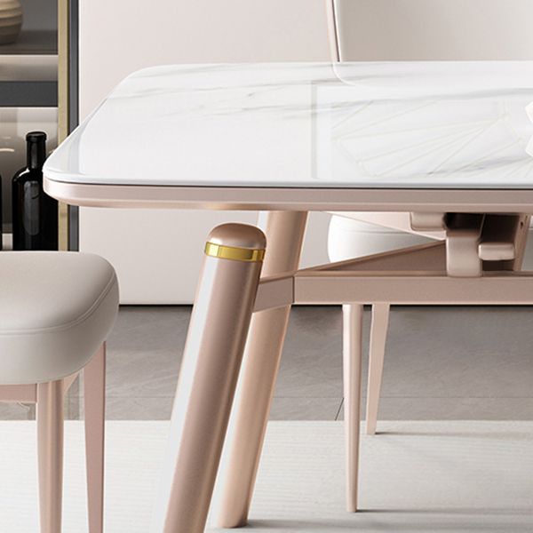 Foldable Stone Rectangle Dining Table Rubber Legs for Dining Room