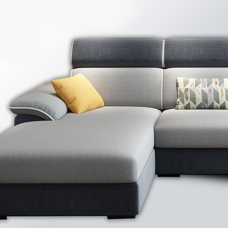 Contemporary Linen Sectional Pillow Top Arm Sectional with Storage