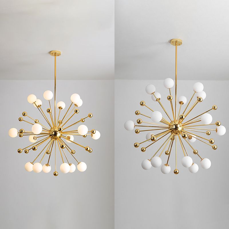 Lampadario in metallo post-moderno dorato Dandelion Tandeli a forma di buio a forma di piena cittadino per soggiorno per soggiorno