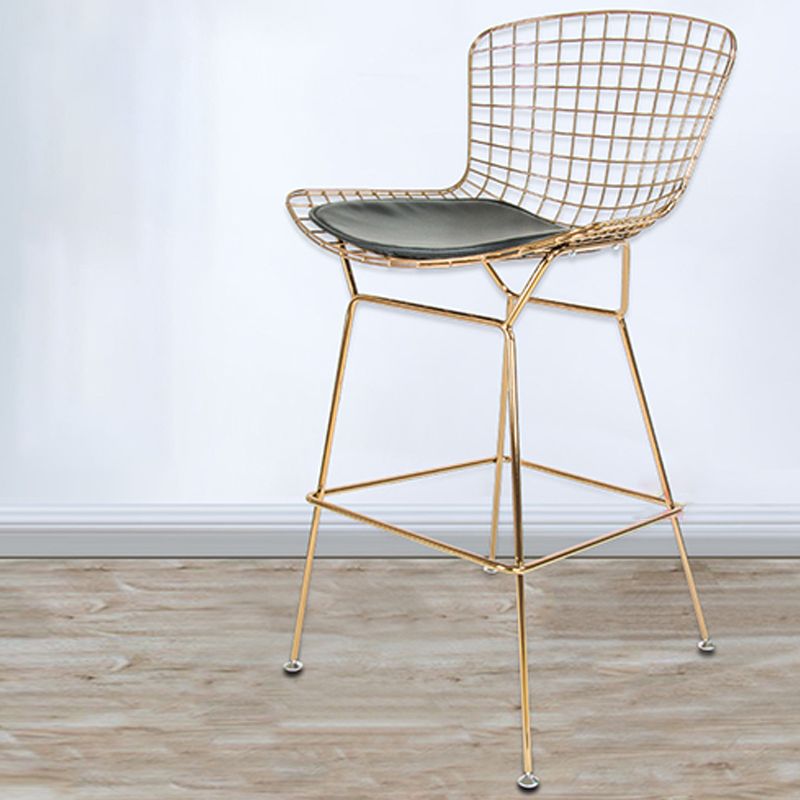Contemporary Rectangle Bar and Counter Stool Metal Stool with 4 Legs