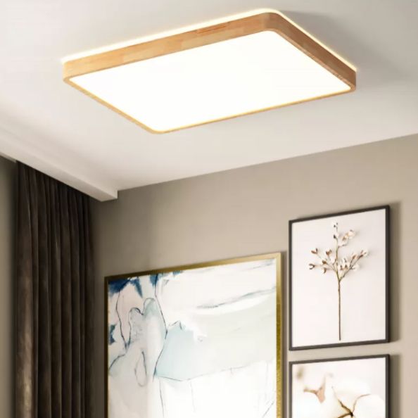 Bois Couleur Voyant Réel Ceiling Light in Modern Concise Style Plafond Fixture avec Shade Acrylique